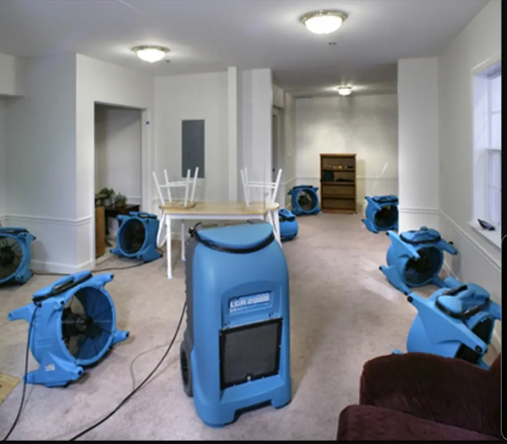 Air movers and dehumidifier setup for Water Extraction & Removal in Long Beach