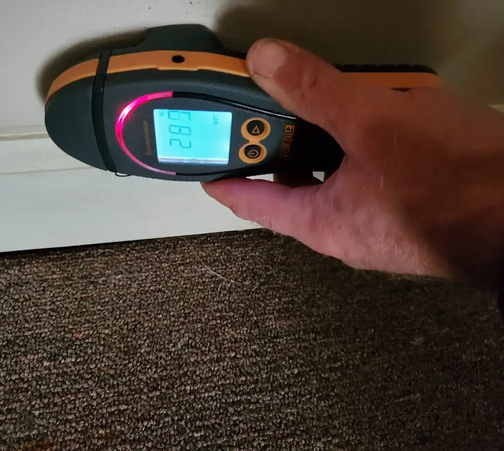 Moisture detection at baseboard during Sewage Cleanup & Sanitation in Long Beach